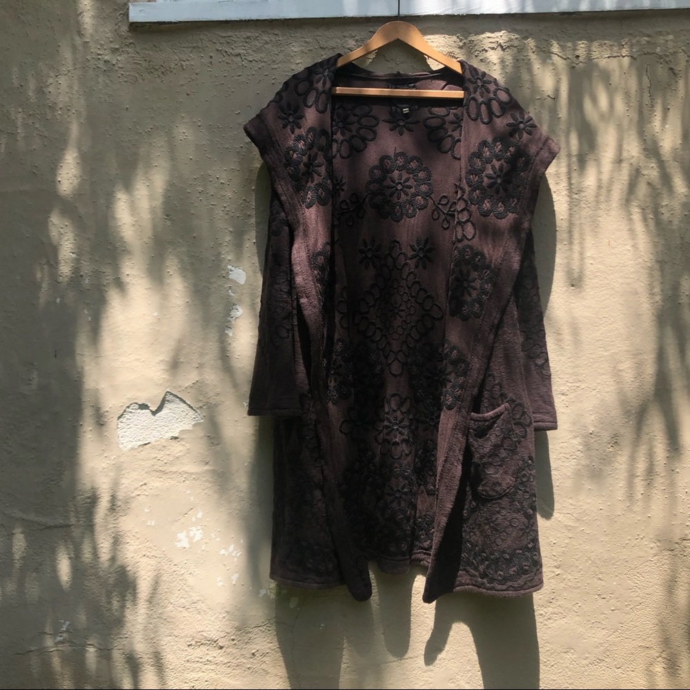 Biya by Johnny Was Brown Boho Sweater w/ Hood